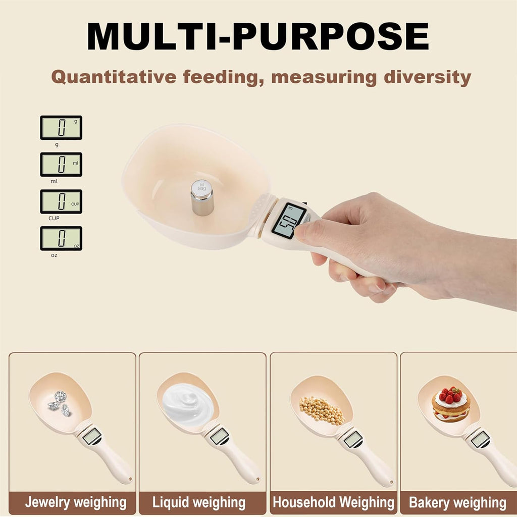 Digital Measuring Spoon Scale, Adjustable Electronic Kitchen Scoop, Max Weight 800G for Accurate Cooking and Baking (1 Pcs)