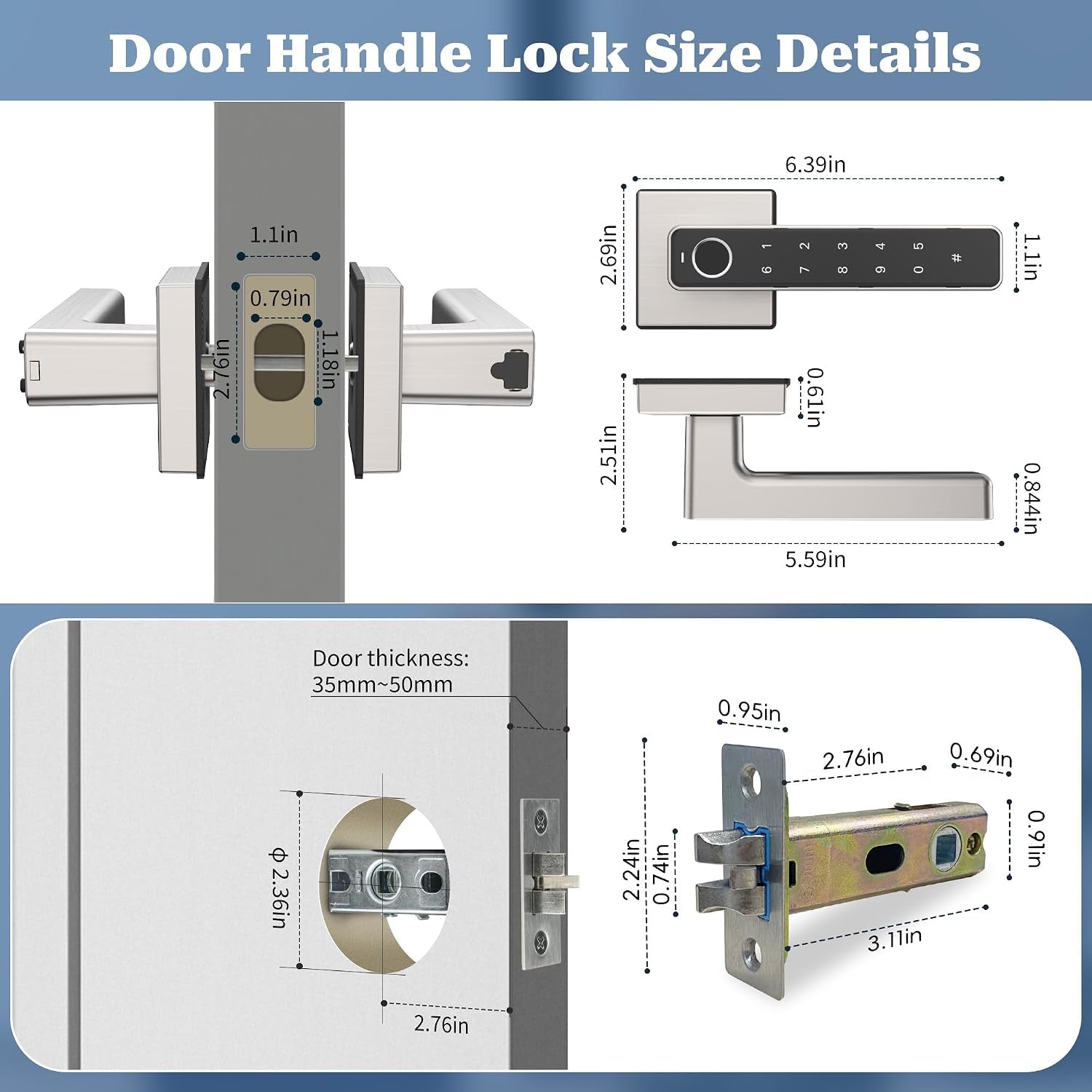 Fingerprint Door Knob,3 Unlocking Methods Biometric Door Lock with Handle Keypad Code for Home Hotel Office Apartment Bedroom