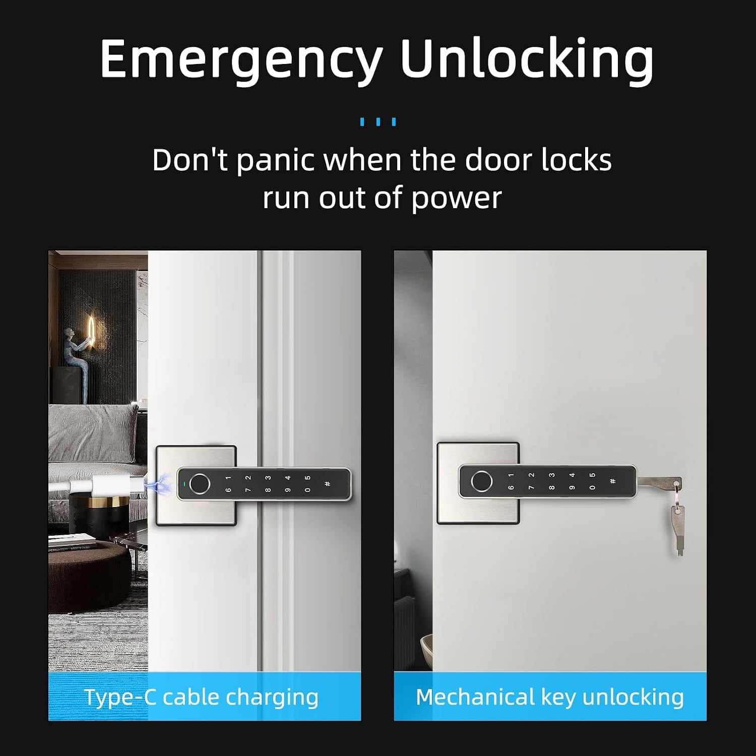 Fingerprint Door Knob,3 Unlocking Methods Biometric Door Lock with Handle Keypad Code for Home Hotel Office Apartment Bedroom