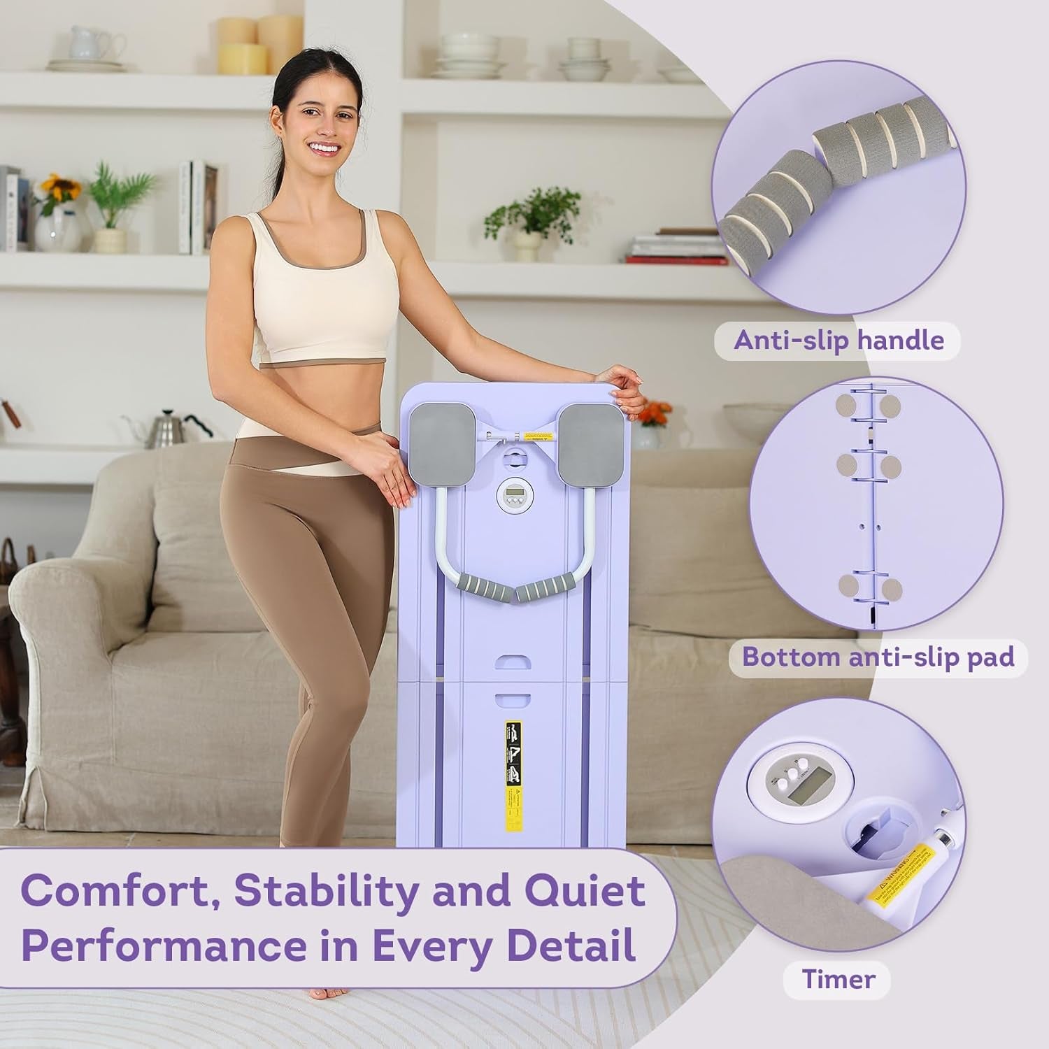 Pilates Reformer Pilates Machine Set Foldable Pilates Board for Home Pilates Equipment 5 in 1 Pilates Board Multifunctional Abdominal Ab Roller Wheel Workout Board Automatic Rebound