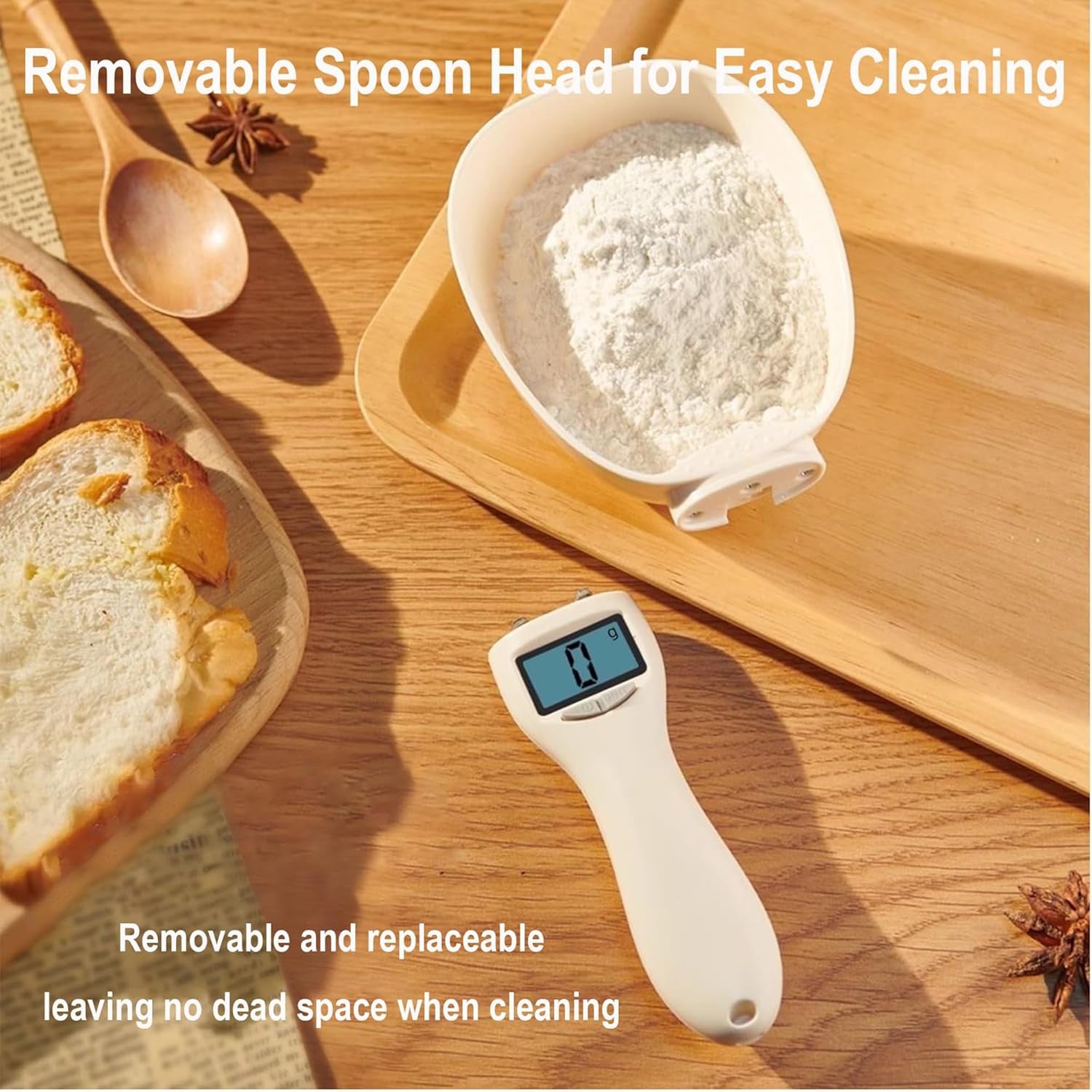 Digital Measuring Spoon Scale, Adjustable Electronic Kitchen Scoop, Max Weight 800G for Accurate Cooking and Baking (1 Pcs)