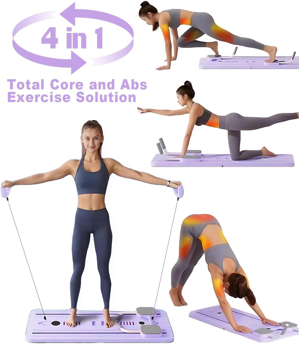 Pilates Board, Pilates Reformer Set, Foldable Pilates Board for Home, 4 in 1 Pilates Sliding Board Pilates Equipment