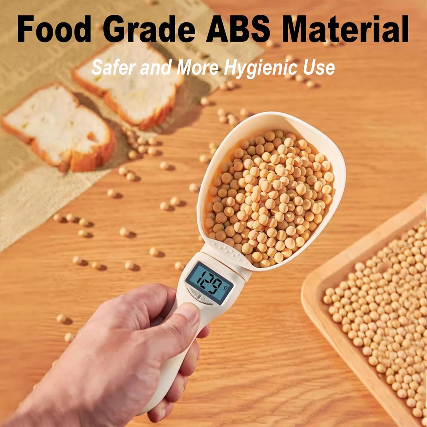 Digital Measuring Spoon Scale, Adjustable Electronic Kitchen Scoop, Max Weight 800G for Accurate Cooking and Baking (1 Pcs)