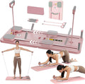 Pilates Reformer Pilates Machine Set Foldable Pilates Board for Home Pilates Equipment 5 in 1 Pilates Board Multifunctional Abdominal Ab Roller Wheel Workout Board Automatic Rebound