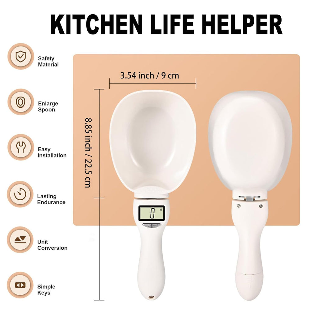 Digital Measuring Spoon Scale, Adjustable Electronic Kitchen Scoop, Max Weight 800G for Accurate Cooking and Baking (1 Pcs)