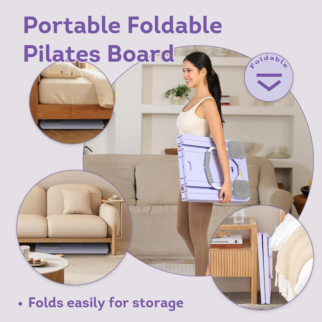 Pilates Reformer Pilates Machine Set Foldable Pilates Board for Home Pilates Equipment 5 in 1 Pilates Board Multifunctional Abdominal Ab Roller Wheel Workout Board Automatic Rebound