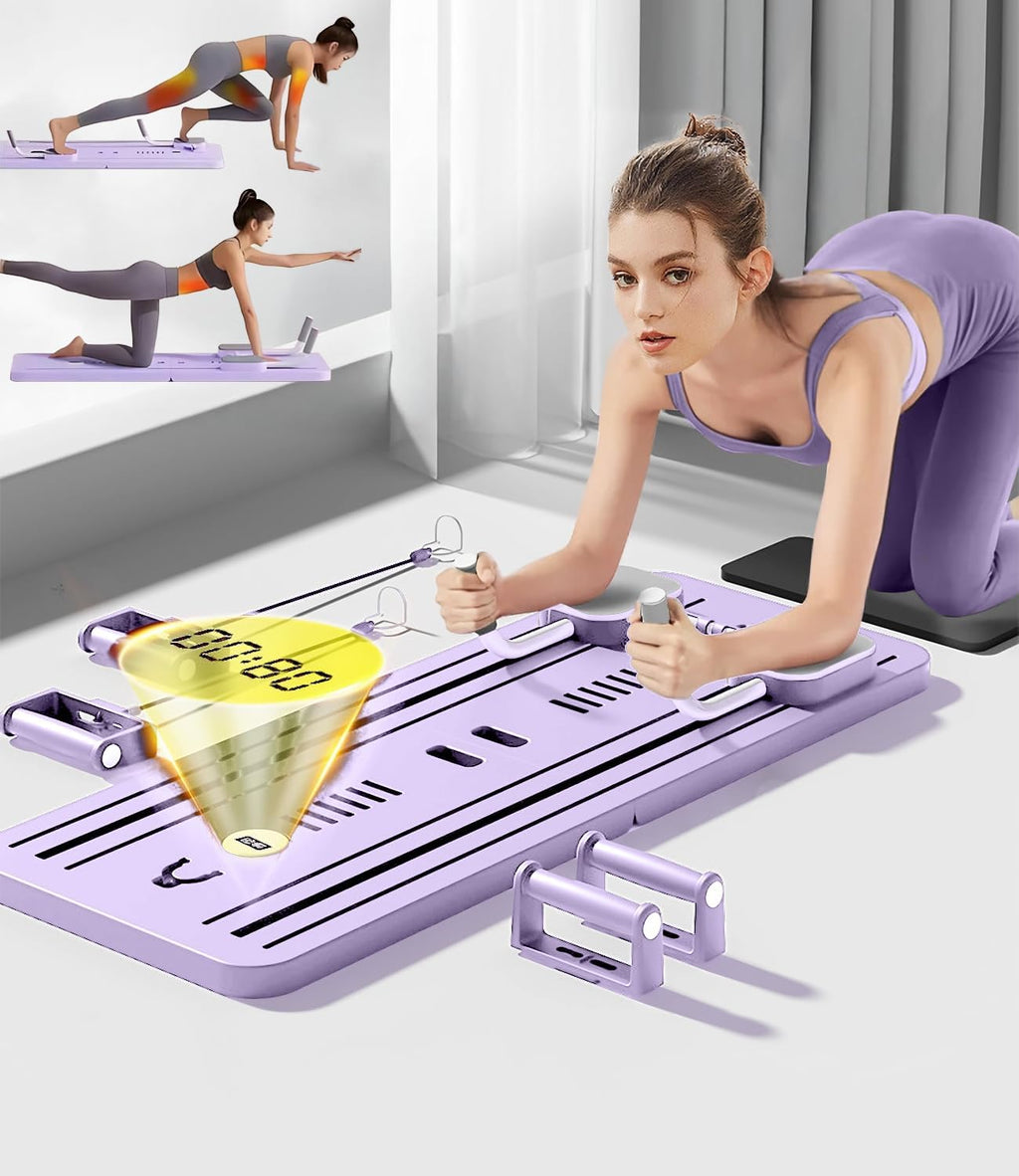 Pilates Board, Pilates Reformer Set, Foldable Pilates Board for Home, 4 in 1 Pilates Sliding Board Pilates Equipment