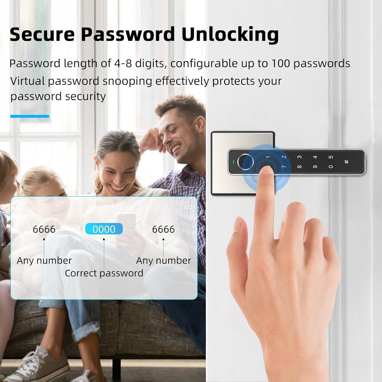 Fingerprint Door Knob,3 Unlocking Methods Biometric Door Lock with Handle Keypad Code for Home Hotel Office Apartment Bedroom