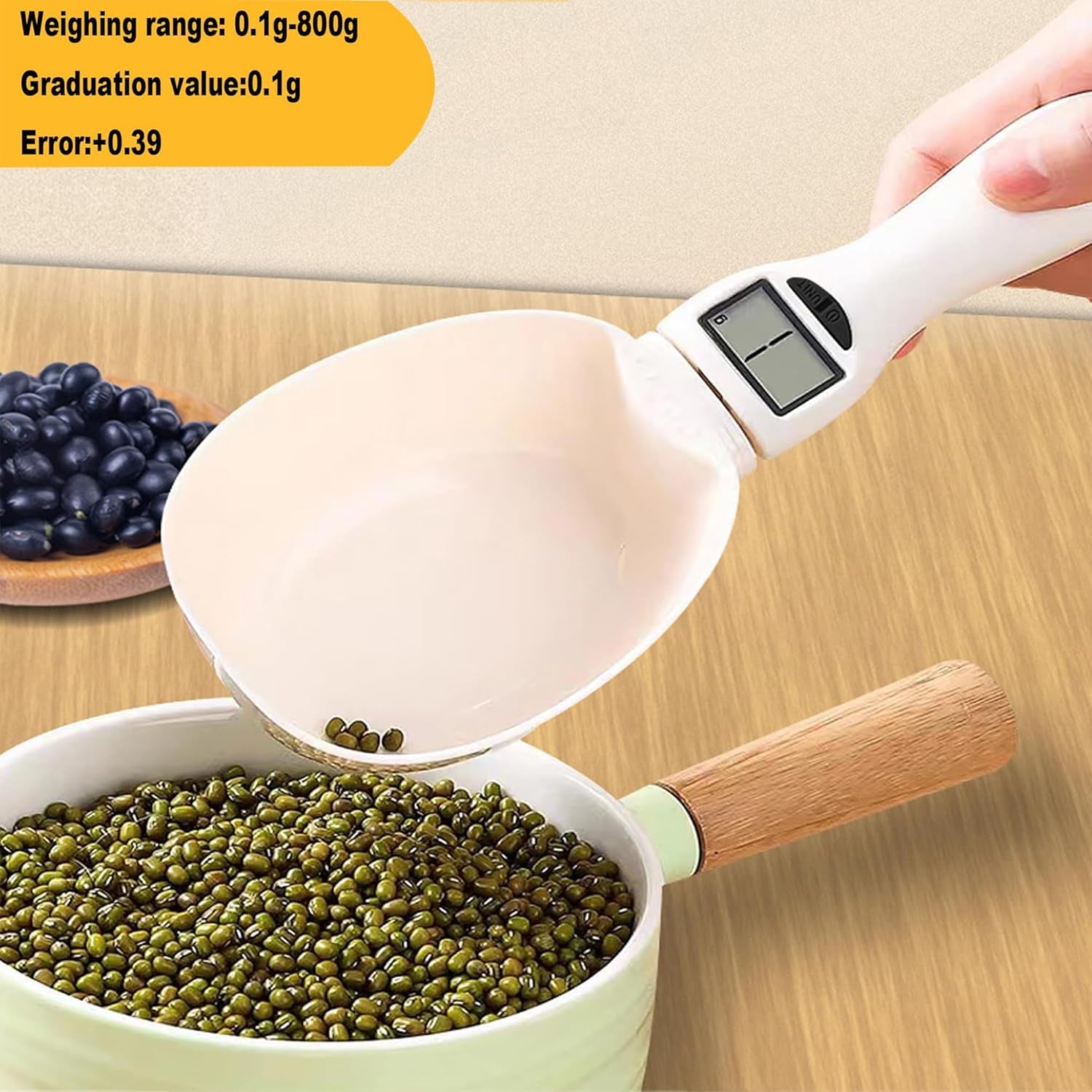 Digital Measuring Spoon Scale, Adjustable Electronic Kitchen Scoop, Max Weight 800G for Accurate Cooking and Baking (1 Pcs)